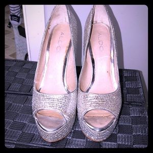 Silver Platform Sparkly Heels